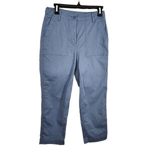 Talbots Womens High Waist Patch Pocket Crop Pants Size 4 Blue Straight Coastal